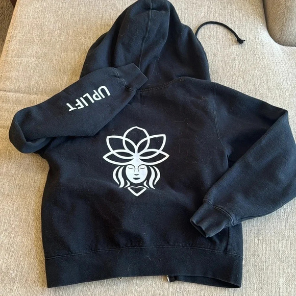 Stussy RARE collectors zip up hoodie black uplift lotus flower size medium - Picture 1 of 14